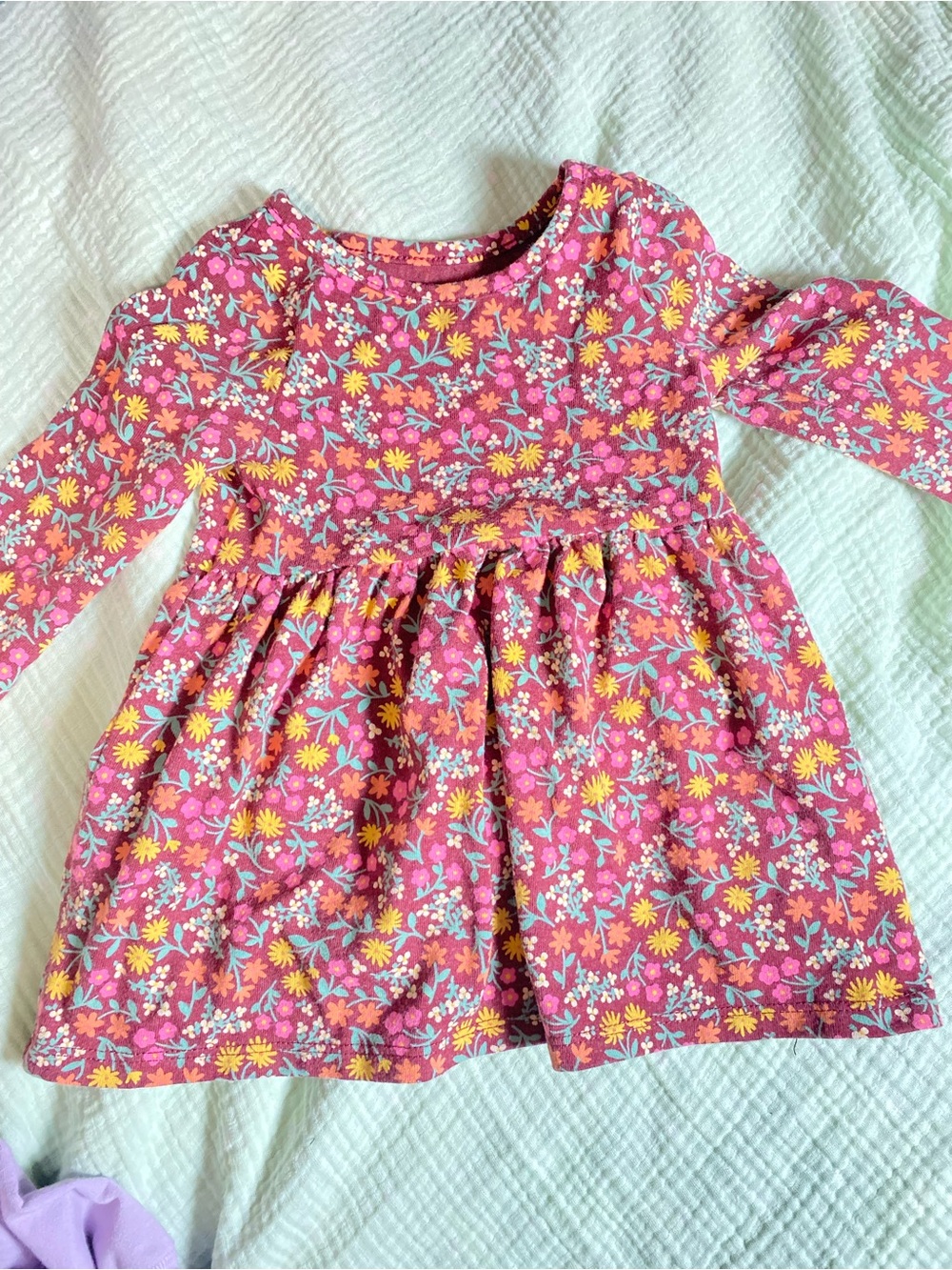 Girls' Pink Floral Long-Sleeve Dress 12 months